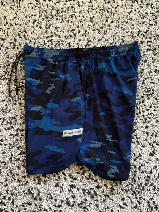 Legends Luka Shorts Blue Camo Unlined Drawstring Stretch Gym Athletic Men’s XL - Picture 10 of 16